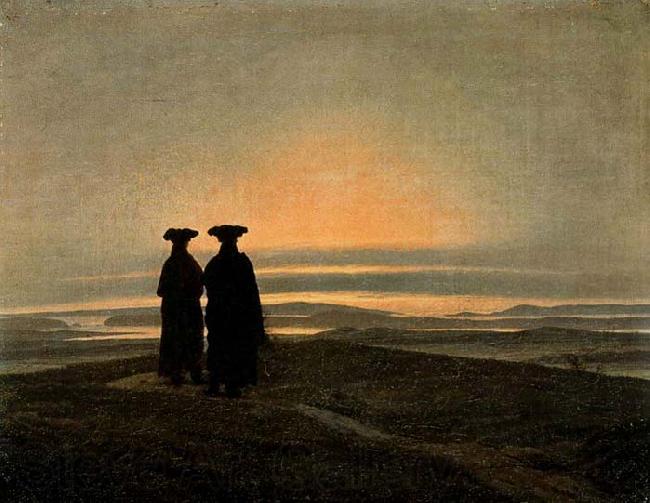 Caspar David Friedrich Evening Landscape with Two Men Norge oil painting art
